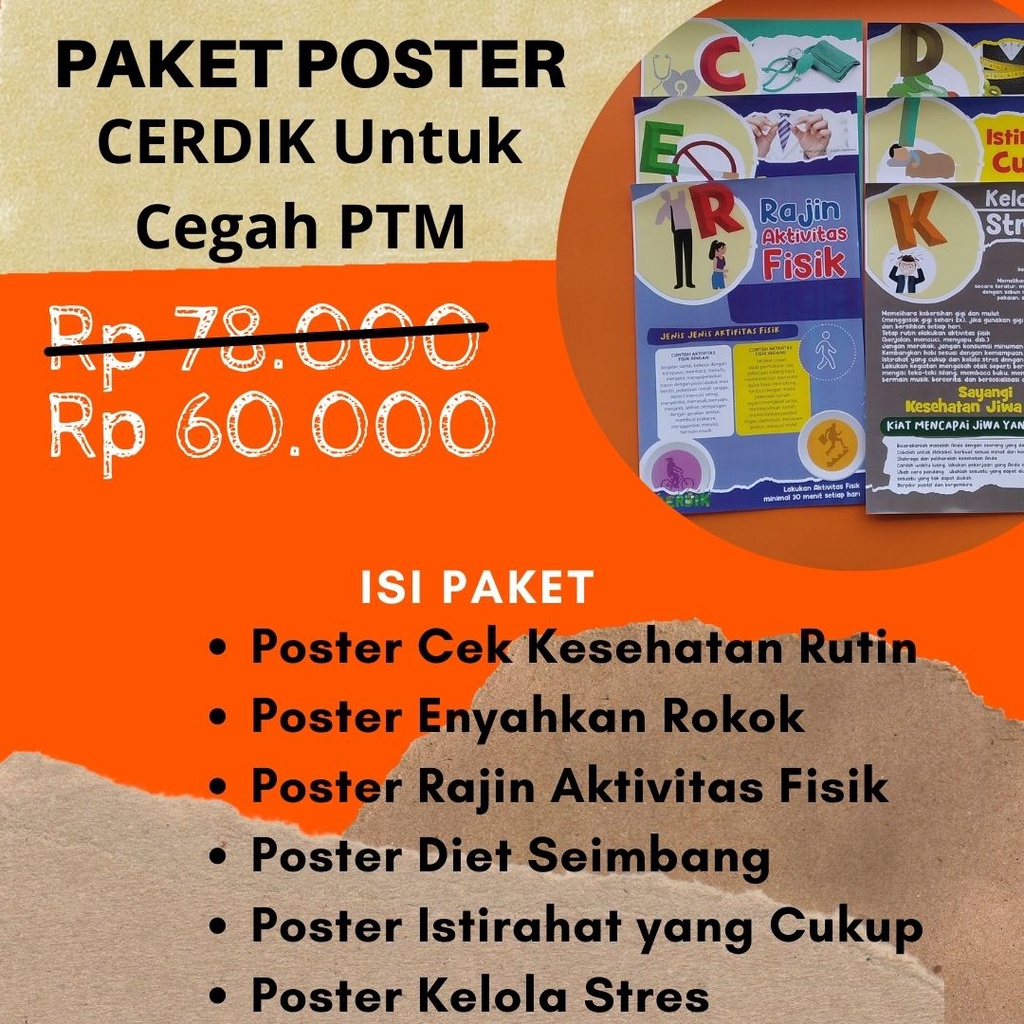 Jual Paket Poster Kesehatan Paket Poster CERDIK Untuk Cegah PTM