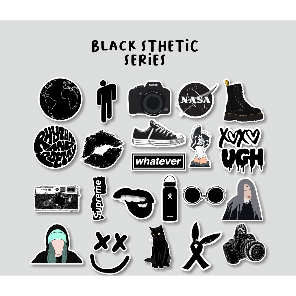 Jual STICKER AESTHETIC BLACK AREA SERIES STIKER CASE HANDPHONE LAPTOP