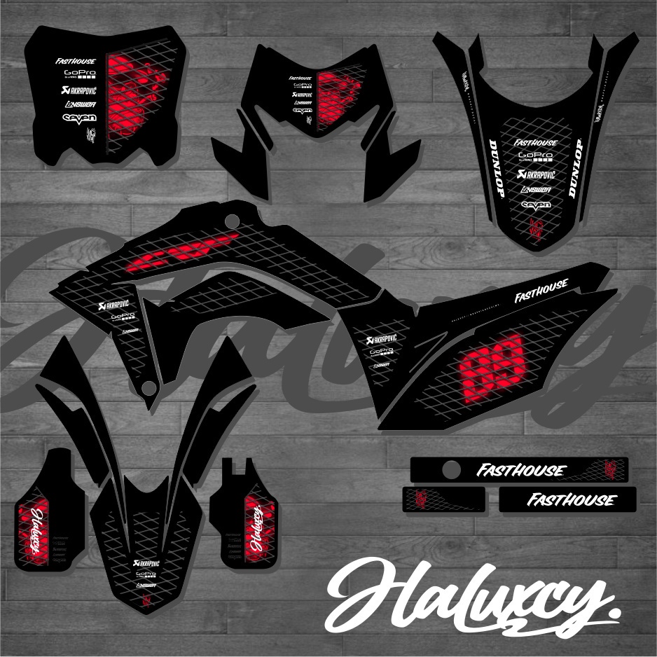 Jual DECAL CRF 150 L FULL BODY SUPERGLOSSY DESAIN HITAM KEREN KLX WR