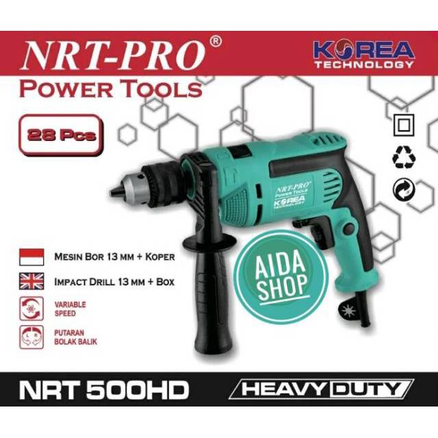 Jual Mesin Bor Set NRT 500HD Hammer Impact Drill 13mm Bor Tangan