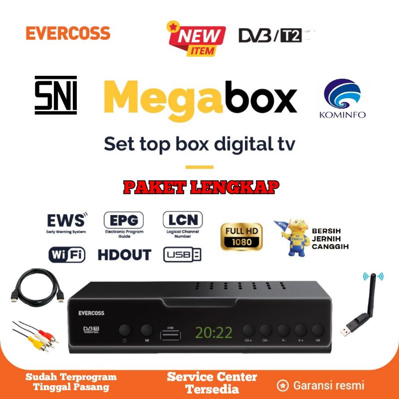 Jual STB Set Top Box TV Digital SNI Bersertifikat Kominfo Evercoss Mega