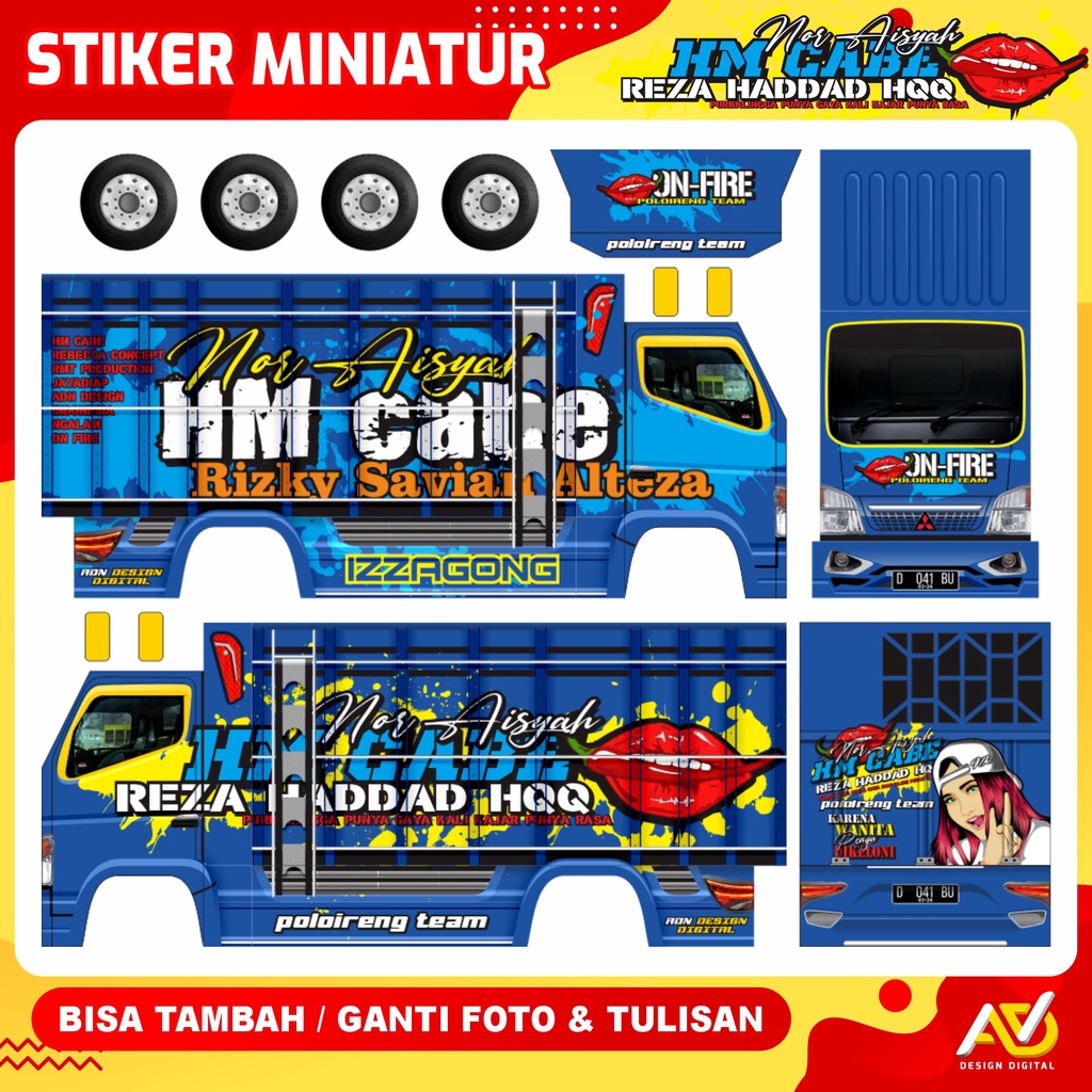 Jual Stiker Miniatur Truk Oleng Model Mitsubishi Canter Sport BISA COD