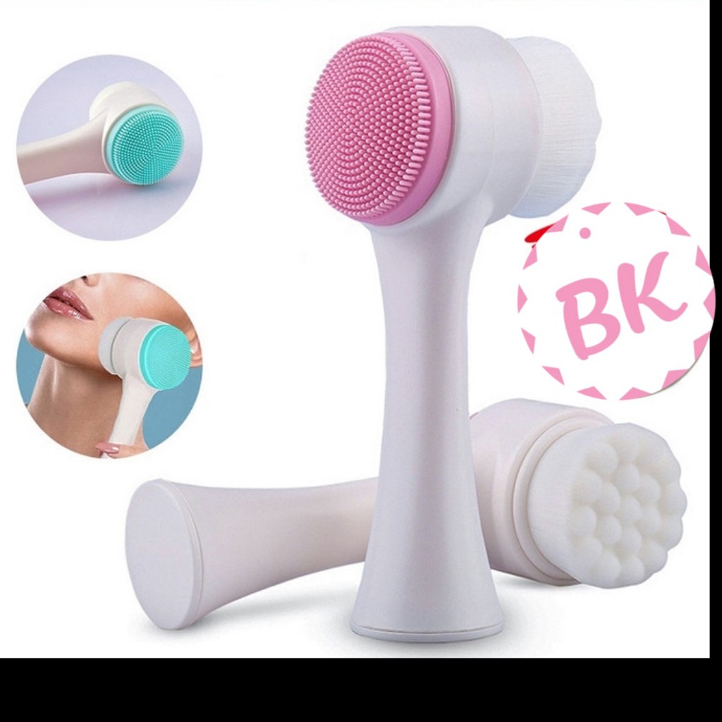 Jual Facial Cleansing Brush Silikon Dua Sisi Kuas Alat Cuci Muka Wajah