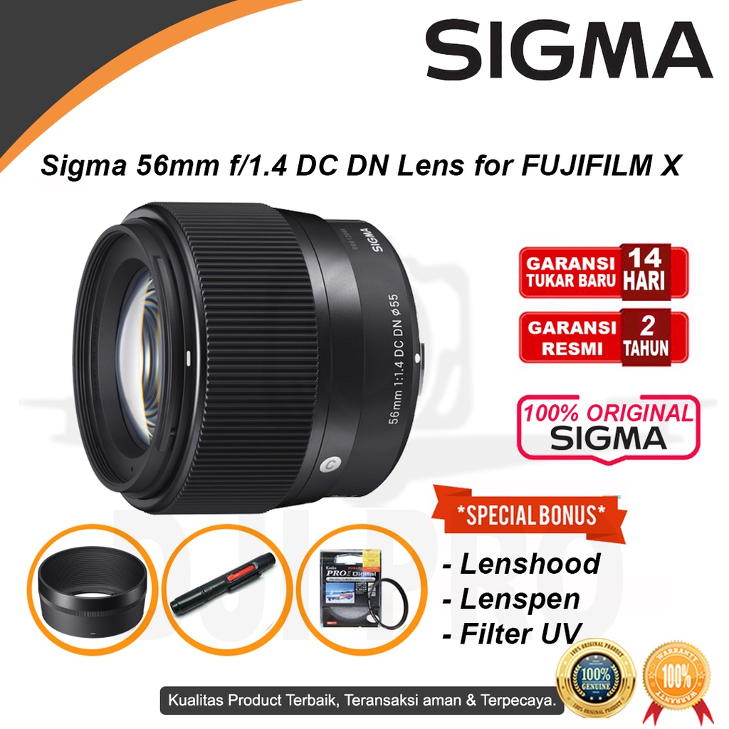 Jual Lensa Sigma 56mm F1 4 DC DN Contemporary Lens For FUJIFILM X Mount