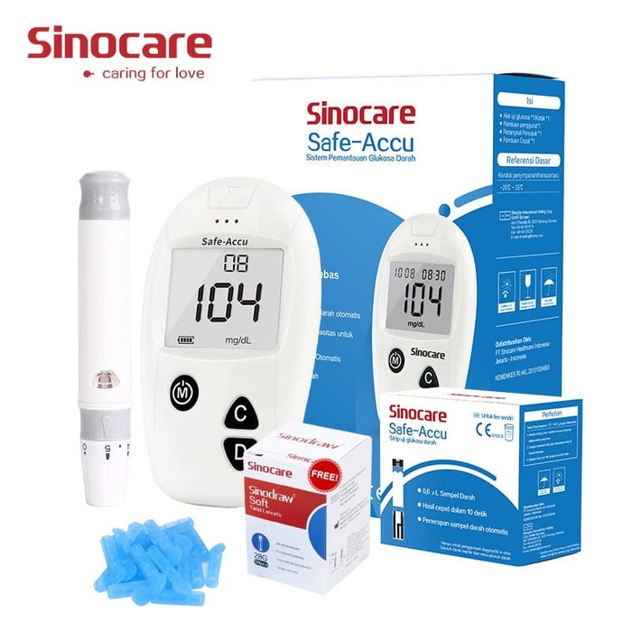 Jual Sinocare Safe Accu Alat Cek Gula Darah Strip Dan Lancet Shopee