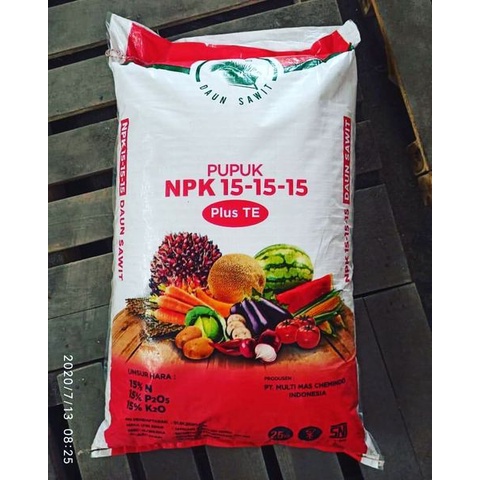 Jual Pupuk NPK 15 15 15 TE Cap Daun Sawit Repack 1Kg Setara Phonska