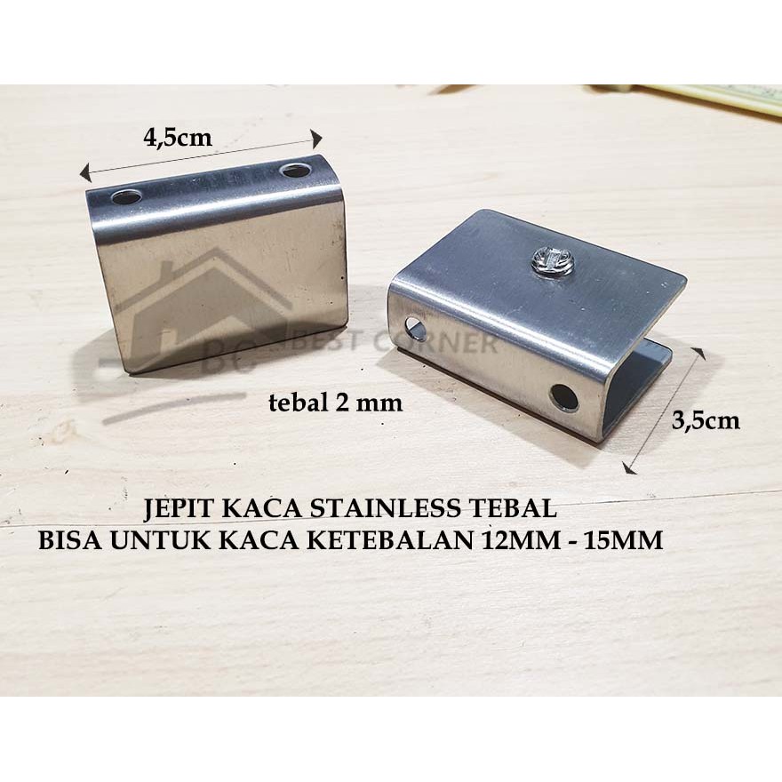 Jual Jepit Kaca Stainless Tebal Glass Clip Jepit Kaca Partisi