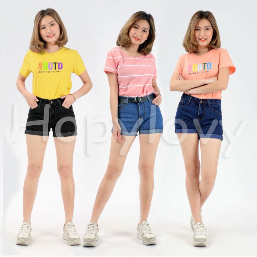 Jual Hopylovy Celana Pendek Jeans Wanita Hotpants Spring Highwaist