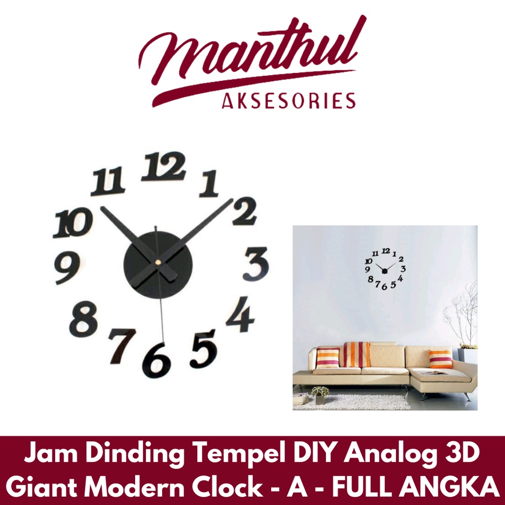 Jual Jam Dinding Tempel Diy Analog D Giant Modern Clock A Full