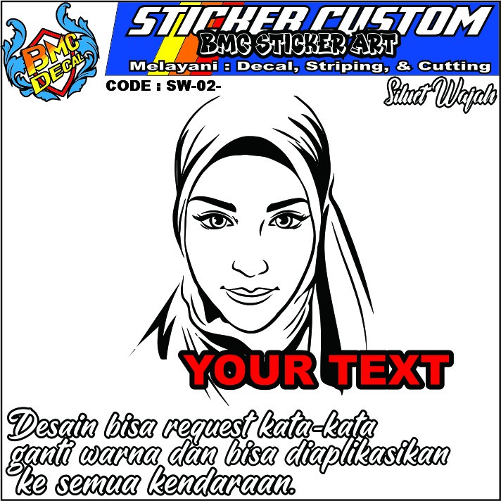 Jual Sticker Cutting Siluet Cewek Hijab Bisa Dipasng Di Truck Mobil