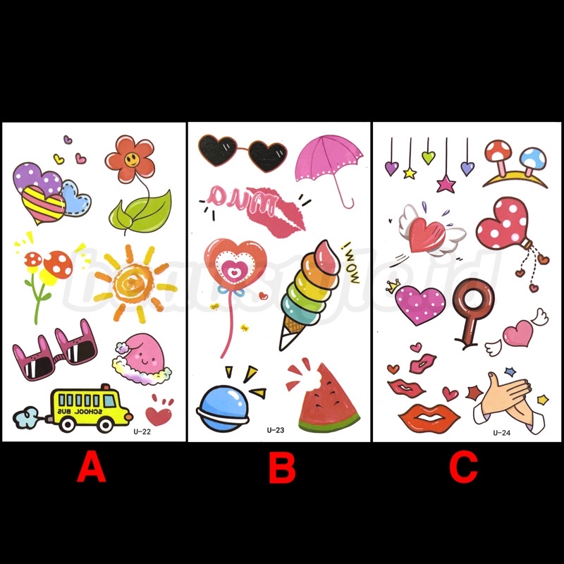 Jual U A Korean Colorful Cute Tattoo Temporary Waterproof Sticker Tato