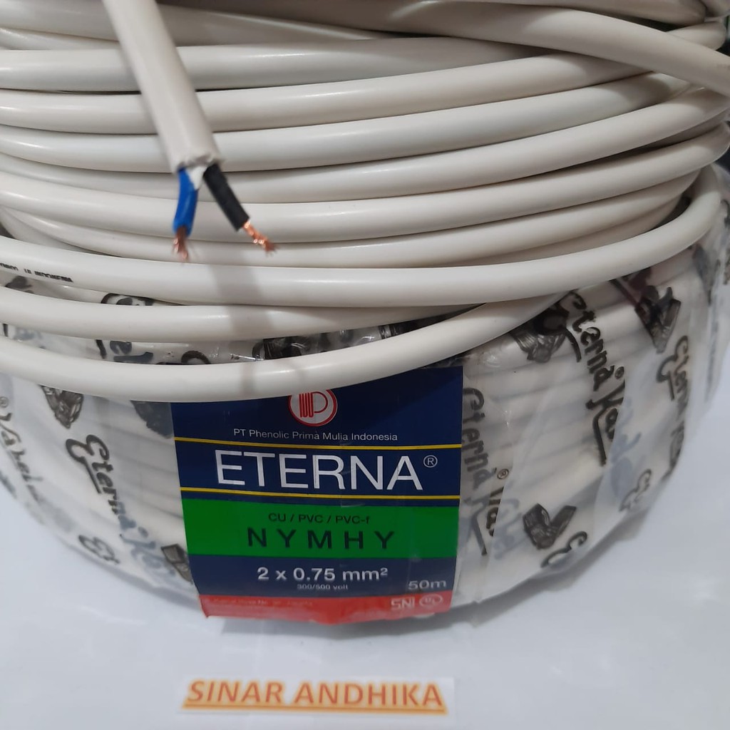 Jual KABEL ETERNA NYMHY 2 X 0 75 MM PERMETER SERABUT TEMBAGA ISI 2