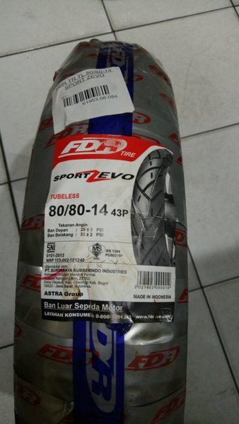 Jual Ban FDR Tubeless 80 Per 80 14 Sport Zevo High Quality Shopee