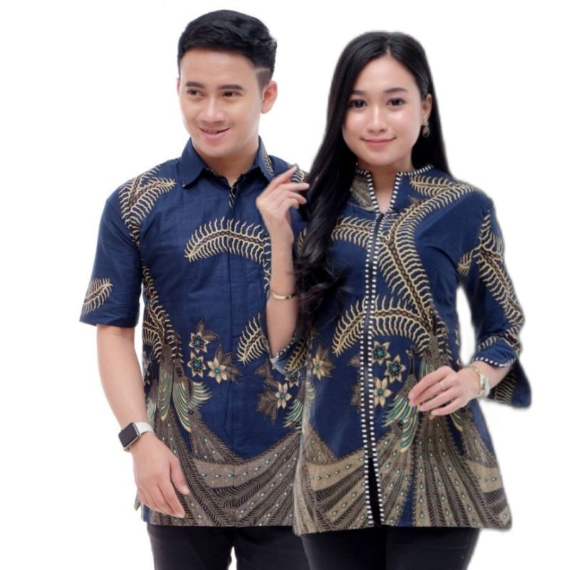 Jual Sarimbit Batik Merak Serit Biru Original Hilmi Super Seragam Kerja