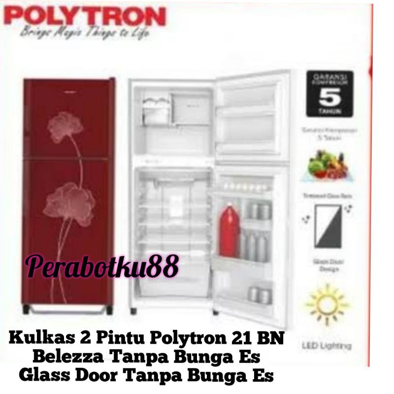 Jual Kulkas Lemari Es 2 Pintu Polytron PRM 21 BN Belezza Tanpa Bunga