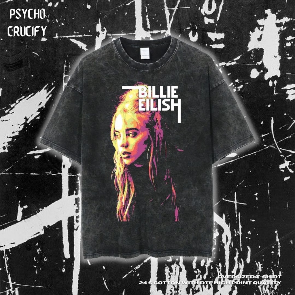 Jual Psycho Crucify Billie Eilish Oversized T Shirt Stone Wash