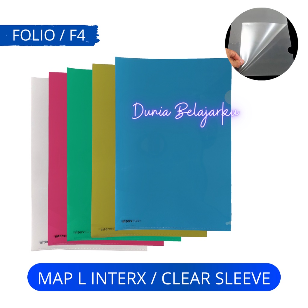 Jual Map L InterX Clear Sleeve Tebal Folio F4 Map Plastik Bening Map