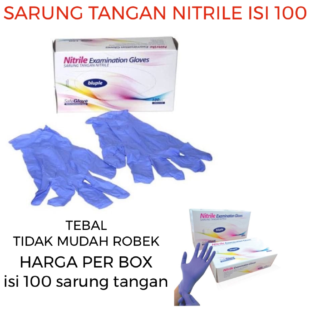 Jual Sarung Tangan Nitrile Non Powder Isi 100 Pcs Handscoon Nitril