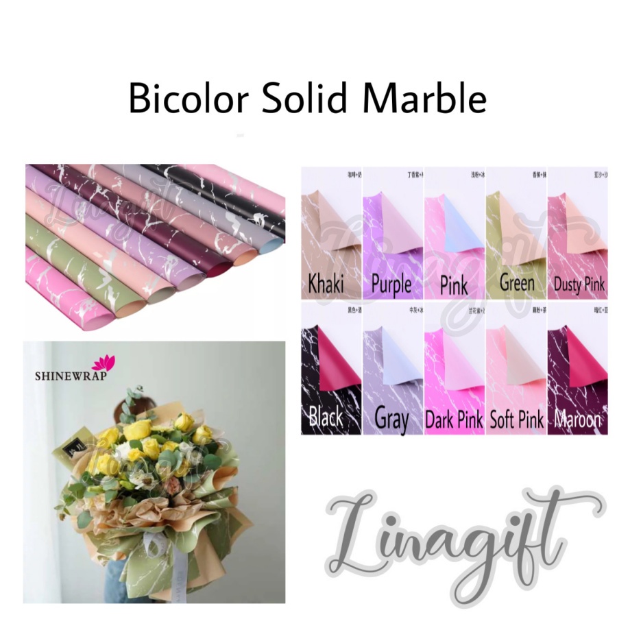 Jual Lembar Bicolor Solid Marble Flower Wrapping Paper Bicolor