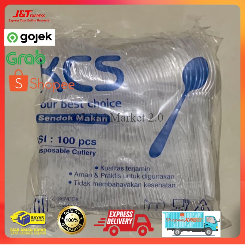 Jual KCS Sendok Makan Plastik Putih Susu Bening Hitam Spoon Shopee