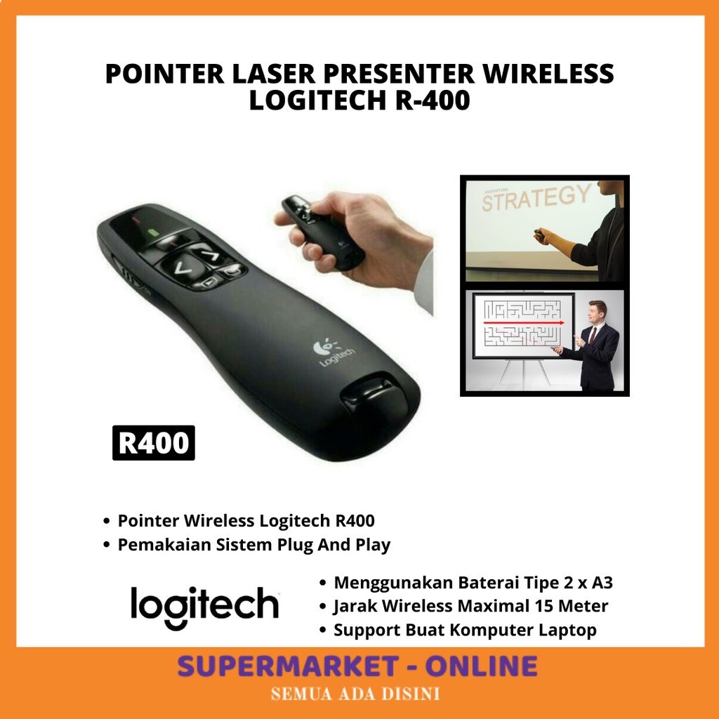 Jual POINTER LOGITECH Remote Pointer Presenter Wireless Laser R400