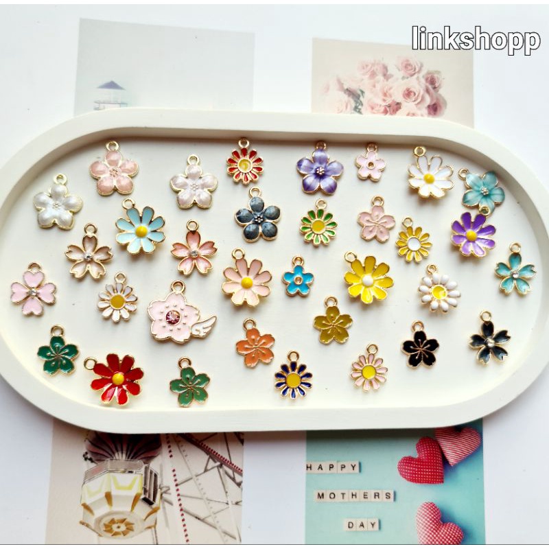 Jual Charm Liontin Bunga Enamel Bunga Charms Huruf Shopee Indonesia