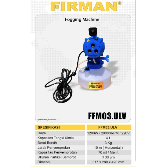 Jual FIRMAN Cold Fogger FFM03ULV Sprayer Elektrik Mesin Fogging