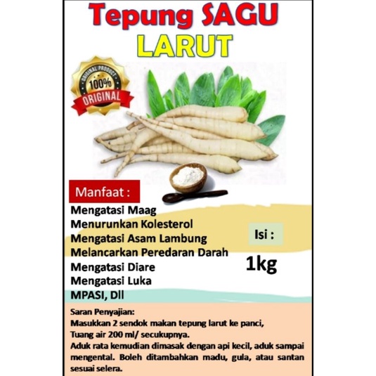 Jual Tepung Sagu Garut Larut Asli Murni Untuk Penyakit Maag Asam