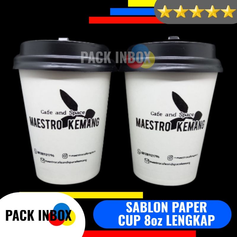 Jual Sablon Paper Cup Oz Lengkap Tutup Dan Sedotan Cetak Gelas Kopi