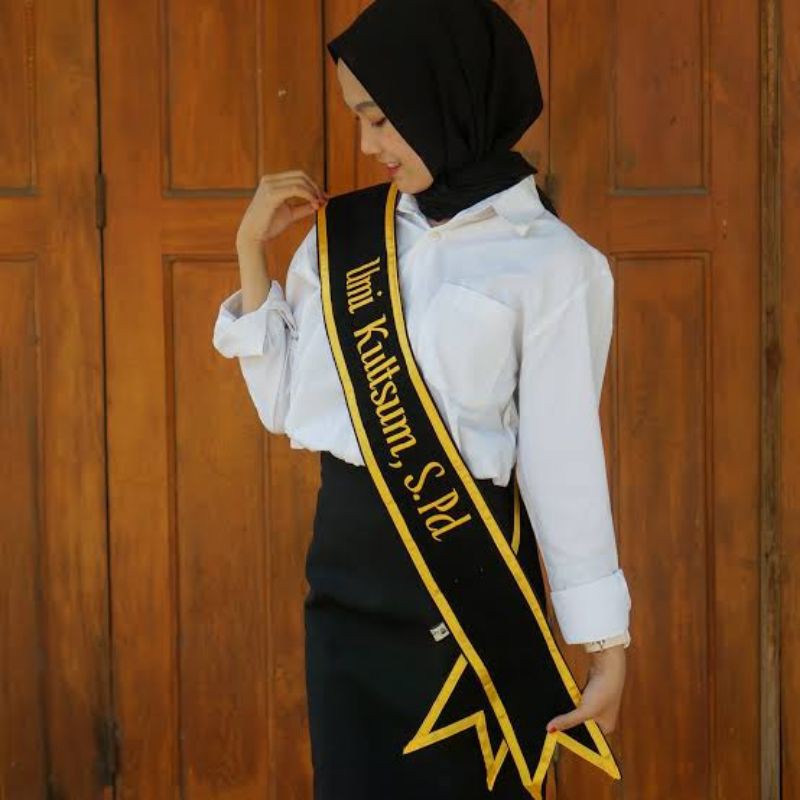 Jual Selempang Slempang Sash Wisuda Bordir Kain Bludru Pita 1 Hari