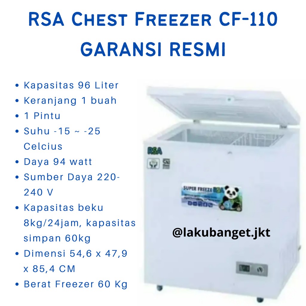 Jual Rsa Chest Freezer Cf Freezer Liter Garansi Resmi Rsa Cf