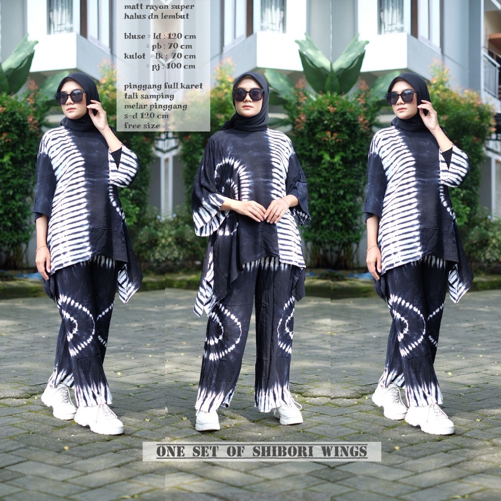 Jual Setelan Sayap Jumbo Ld Motif Shibori Bahan Rayon One Set