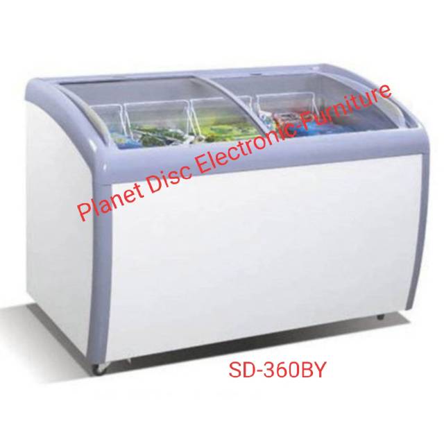 Jual Chest Freezer GEA Sliding Curve Glass SD 360BY Kulkas Duduk Lemari