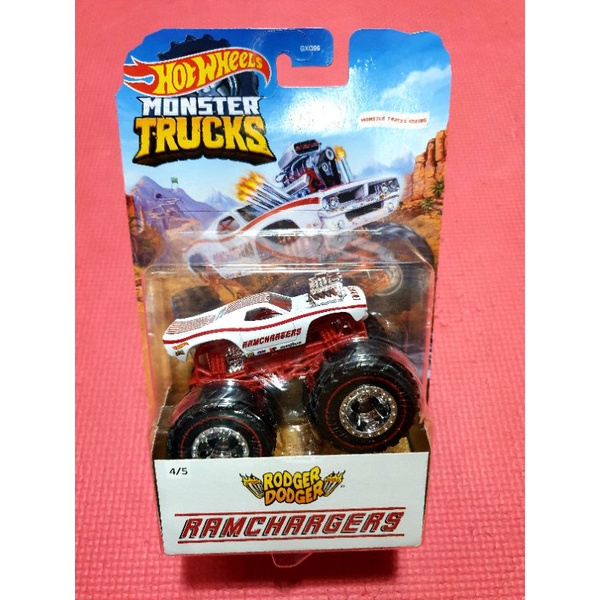 Jual Hotwheels Monster Truck Rodger Dodger Ramcharger Podium Crasher