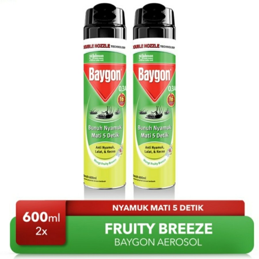 Jual Baygon Aerosol Anti Nyamuk Lalat Kecoa Fruity Breeze 600 Ml Twin