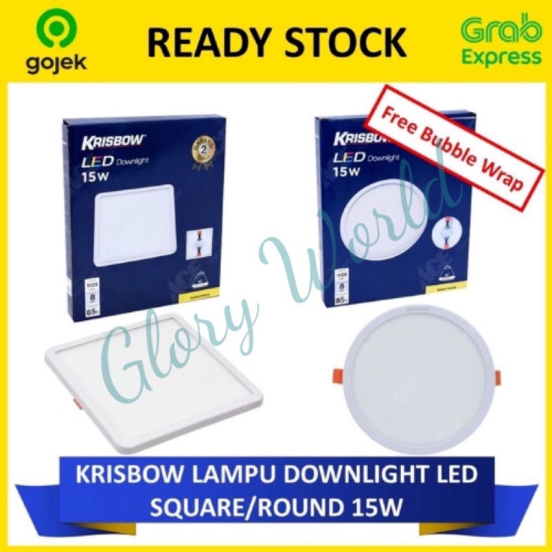 Jual Krisbow Lampu Bohlam Downlight Led Square 15 Watt Round 15w