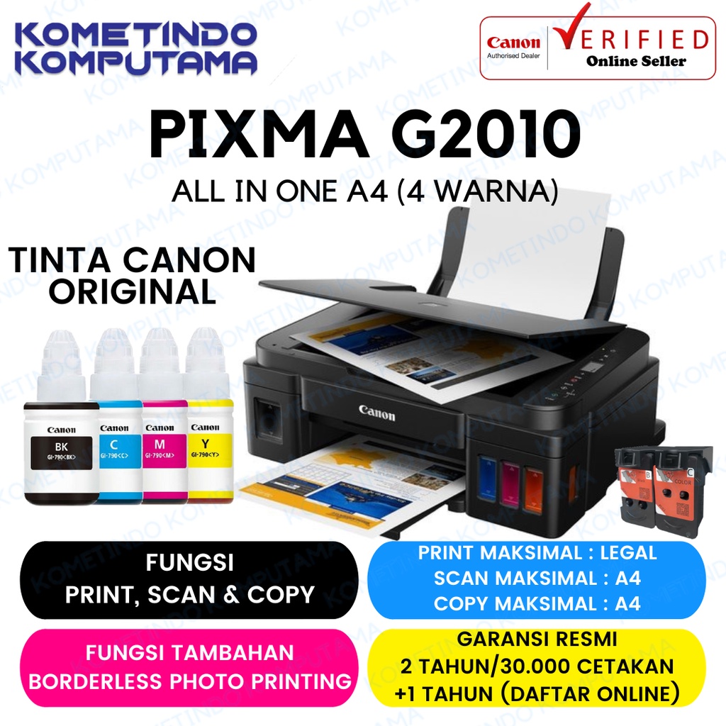 Jual G2010 Printer Canon PIXMA GI 790 TINTA ORIGINAL 100 Print Scan