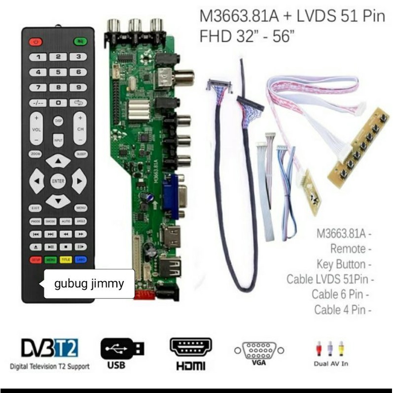 Jual Mesin Tv Led Lcd Universal Digital Dvb T Mainboard Tv Pin Lvds