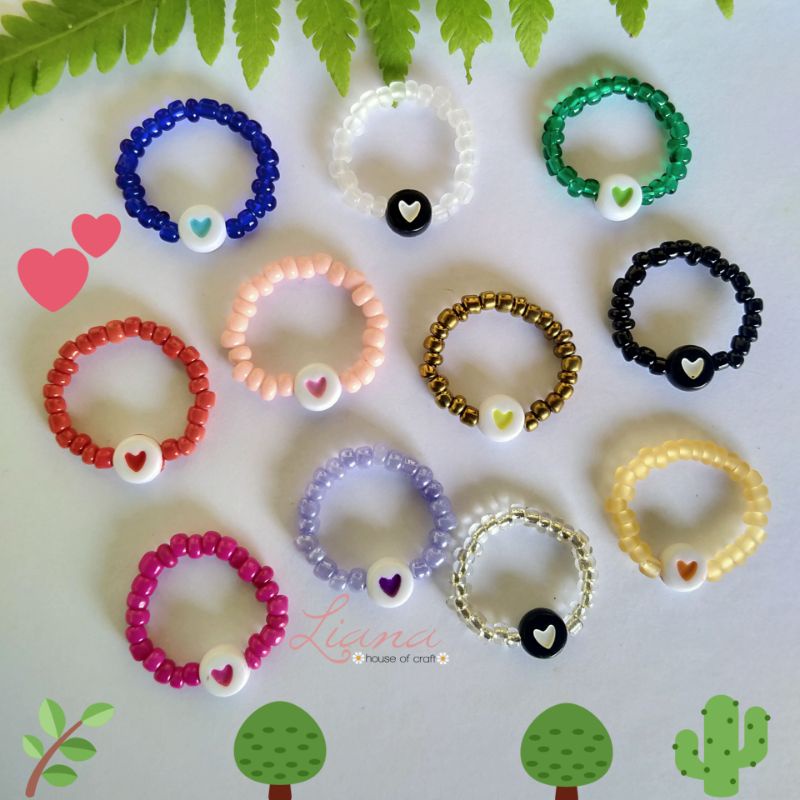 Jual Cincin Manik Love Cinta Beads Ring Ala Korea K Pop Shopee Indonesia