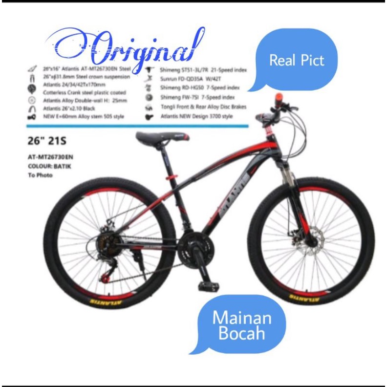 Jual Sepeda Gunung Mtb Atlantis At En Inch X Speed Shopee