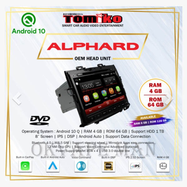 Jual Tomiko Head Unit Android Toyota Alphard 4G LTE 8 Inch Shopee