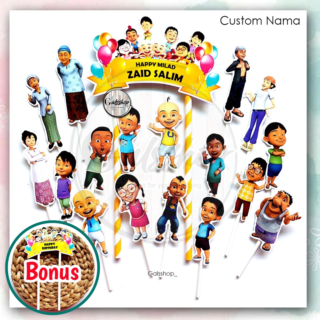 Jual Custom Nama Foto Toppercake Plus Upin Ipin Part Hiasan Kue