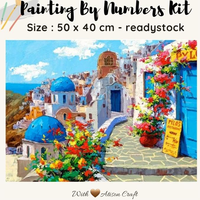 Jual DIY Lukisan Paint By Numbers 50 Cm X 40 Cm SANTORINI