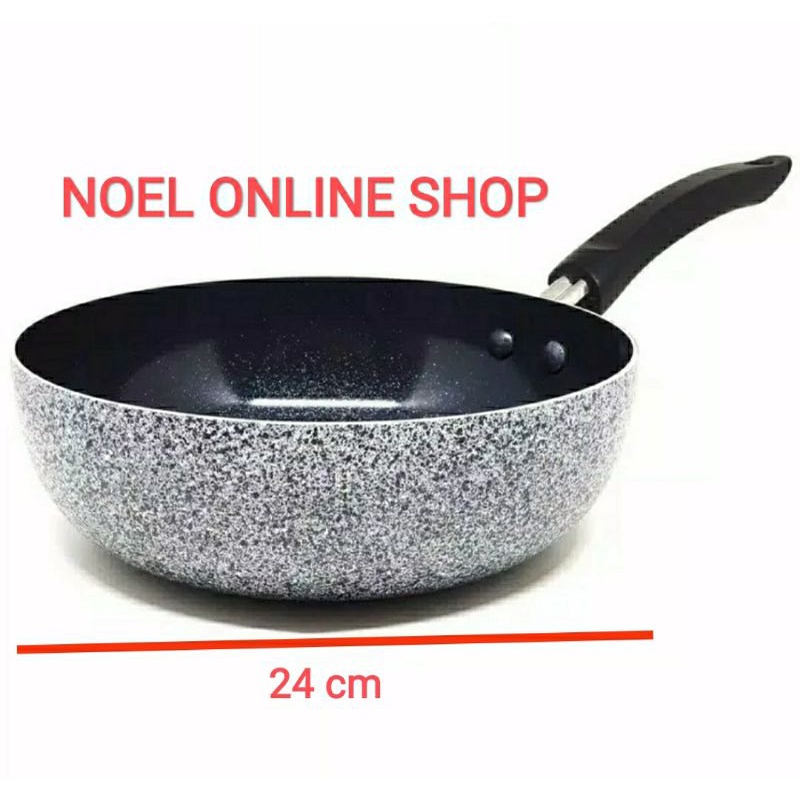 Jual Maxim Neostone Deep Wok Fry Pan Marble Ceramic Pan Wajan