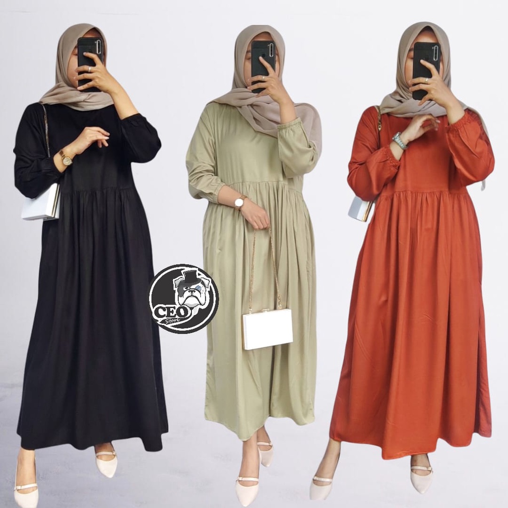 Jual Shafa Midi Dress Rayon Twill Premium Midi Dress Busui Non