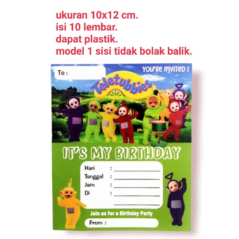 Jual Kartu Undangan Ulang Tahun Happy Birthday Ultah Karakter Teletabis