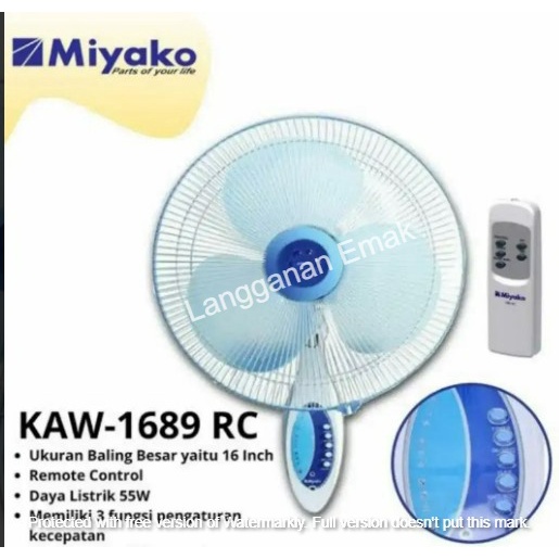 Jual Miyako Kipas Angin Dinding KAW 1689 RC Wall Fan Miyako KAW