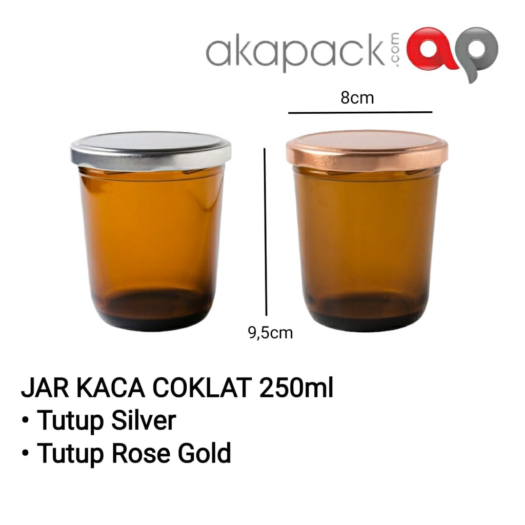 Jual Jual JAR KACA COKLAT 250ml Tutup Aluminium JAR KACA OVAL 250ml