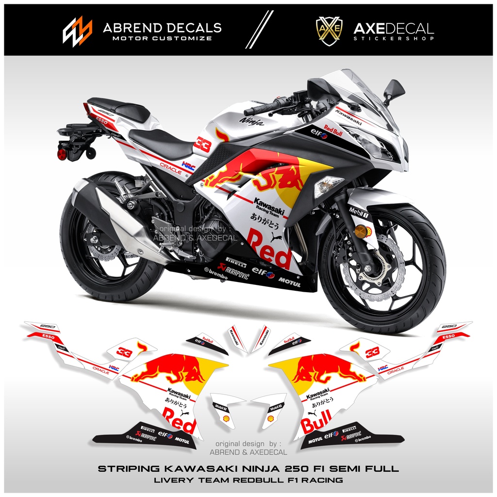 Jual Decal Striping Ninja Fi Semifull Redbull Racing Stiker Motor