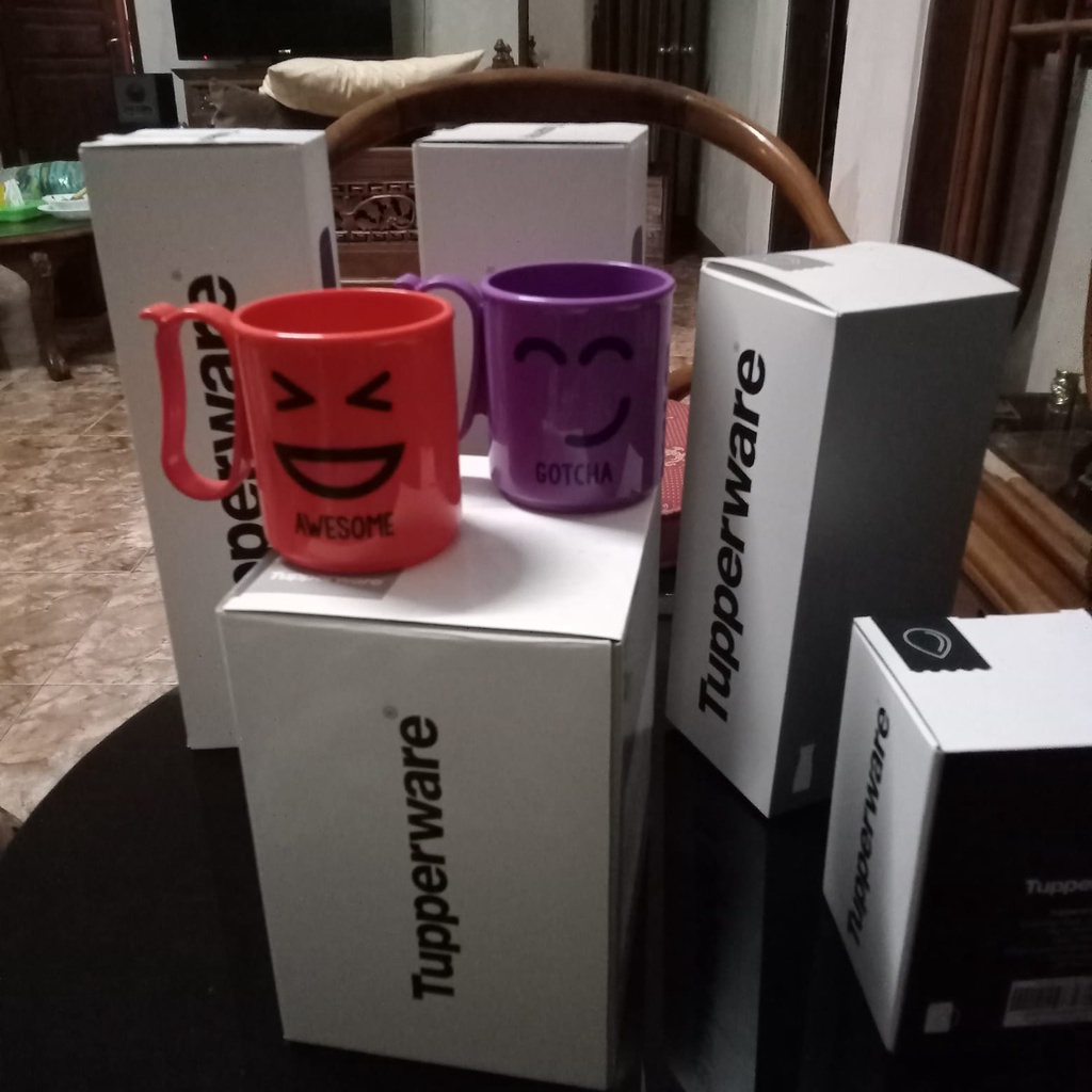 Jual EMOTICON MUG TUPPERWARE 2Pcs Shopee Indonesia